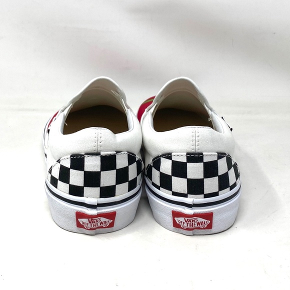 VANS Slip On Sneakers White Red Canvas Shoes Men Skate Low Top Custom Alsu01245 - Picture 7 of 11